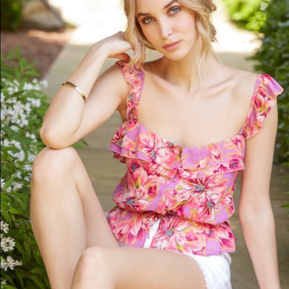 Astr Floral Ruffle Tank Top - Picture 5 of 6